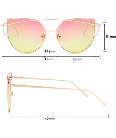 Oversized Sunglasses for Women - Cat Eye Mirrored/Transparent Flat Lenses Metal Frame Sunglasses UV400 - CU18EILIE5N $19.40