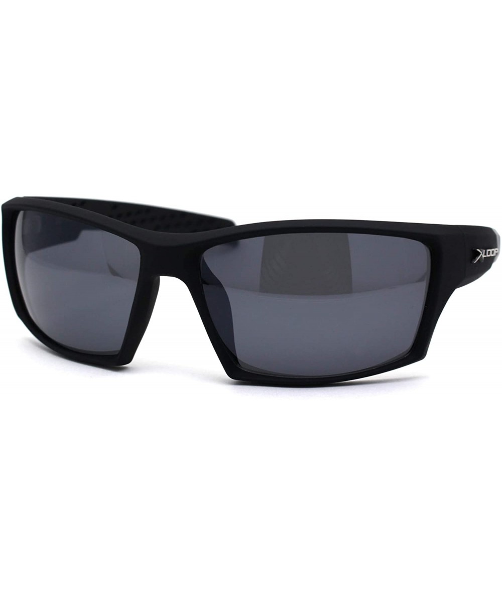 Sport Rubberized Matte Aerodynamic Squared Geometric Sport Sunglasses - Black Grey - C8195UDYRMT $22.94