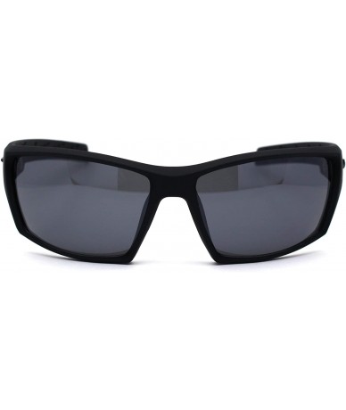 Sport Rubberized Matte Aerodynamic Squared Geometric Sport Sunglasses - Black Grey - C8195UDYRMT $22.94