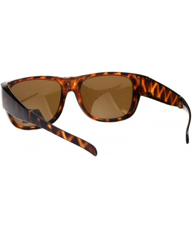 Rectangular Mens Polarized Folding Compact Fit Over Rectangular 52mm Plastic Sunglasses - Tortoise Brown - CU18G7AL389 $23.27