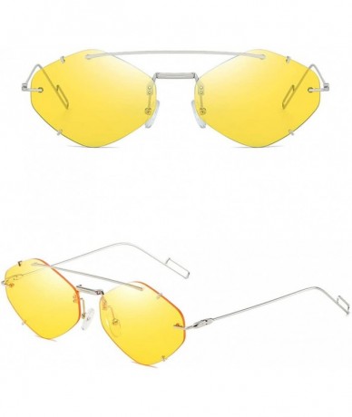 Rectangular Sunglasses Mirrored Irregular Glasses - Yellow - CY18UR495YX $22.89