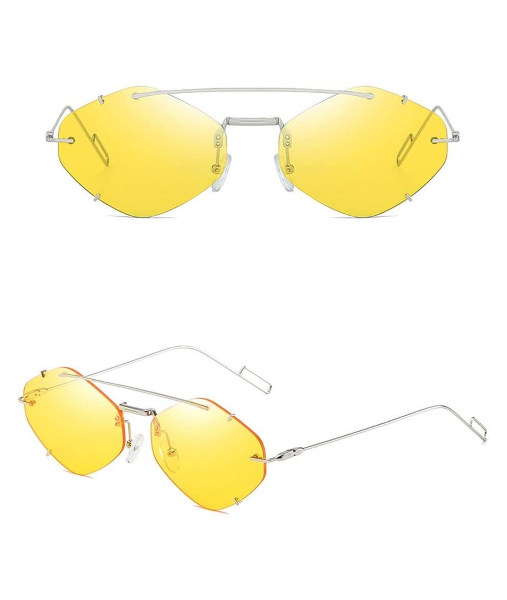 Rectangular Sunglasses Mirrored Irregular Glasses - Yellow - CY18UR495YX $22.89