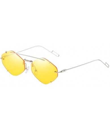 Rectangular Sunglasses Mirrored Irregular Glasses - Yellow - CY18UR495YX $22.89