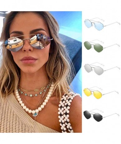 Rectangular Sunglasses Mirrored Irregular Glasses - Yellow - CY18UR495YX $22.89