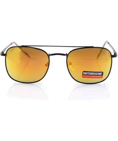 Square Minimalist Fighter Pilot Smoke Mirrored Square Sunglasses Spring Hinge A172 - Black/ Orange Rv - C018DI327I9 $23.11