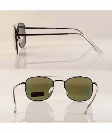 Square Minimalist Fighter Pilot Smoke Mirrored Square Sunglasses Spring Hinge A172 - Black/ Orange Rv - C018DI327I9 $23.11