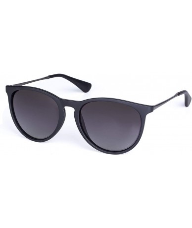 Round Classic Retro Polarized Round Sunglasses for Women Vintage Designer Style UV400 Protection - Black - CZ18ZKDIIHH $21.70