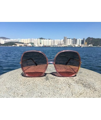 Oversized Oversized Geometric Sunglasses for Women Fashion Chic Square Aviator Frame - Black+pink - CV18IZSM9L0 $39.16