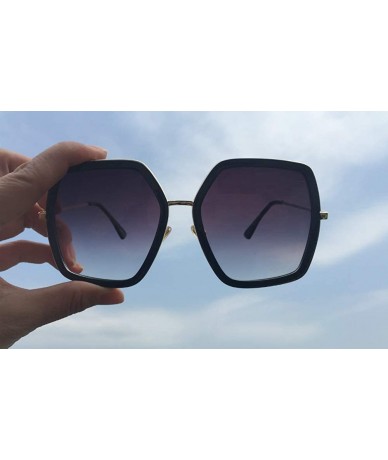 Oversized Oversized Geometric Sunglasses for Women Fashion Chic Square Aviator Frame - Black+pink - CV18IZSM9L0 $39.16