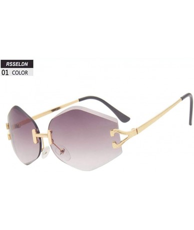 Semi-rimless Rimless Sunglasses Women Sun Glasses Female Summer Brown Red Gradient Shades UV400 Metal - 1 - CU18Y492TAG $48.56