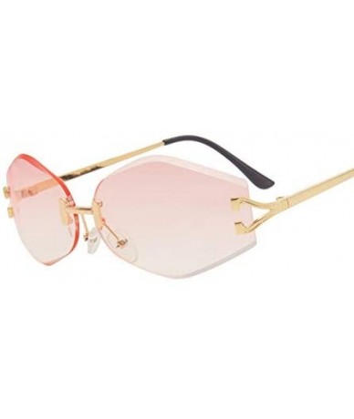 Semi-rimless Rimless Sunglasses Women Sun Glasses Female Summer Brown Red Gradient Shades UV400 Metal - 1 - CU18Y492TAG $48.56