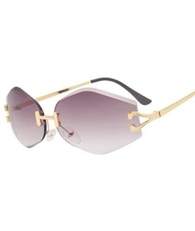 Semi-rimless Rimless Sunglasses Women Sun Glasses Female Summer Brown Red Gradient Shades UV400 Metal - 1 - CU18Y492TAG $48.56