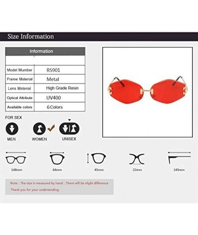 Semi-rimless Rimless Sunglasses Women Sun Glasses Female Summer Brown Red Gradient Shades UV400 Metal - 1 - CU18Y492TAG $48.56