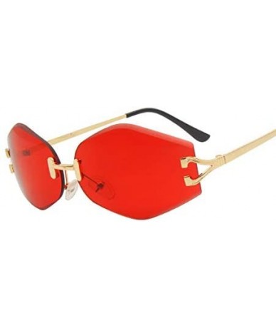 Semi-rimless Rimless Sunglasses Women Sun Glasses Female Summer Brown Red Gradient Shades UV400 Metal - 1 - CU18Y492TAG $48.56