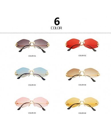 Semi-rimless Rimless Sunglasses Women Sun Glasses Female Summer Brown Red Gradient Shades UV400 Metal - 1 - CU18Y492TAG $48.56