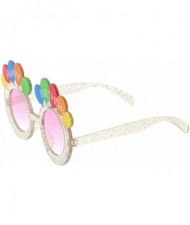 Round Novelty Translucent Glitter Balloons Round Lens Happy Birthday Glasses 45mm - Clear / Pink - C0183MUW3I8 $19.21