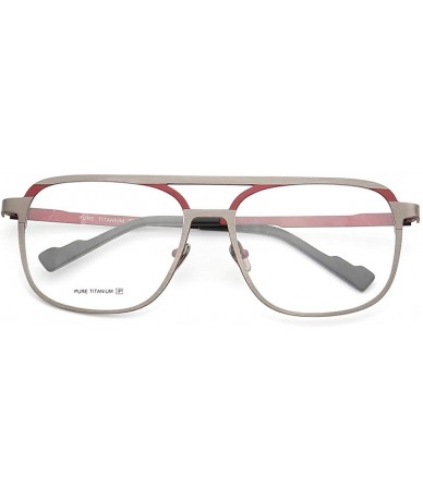 Aviator Mens Womens Pure Titanium Retro Double Bridge Full-Rim Aviator Eyeglass Frames - Silver/Red - CT192996773 $61.02