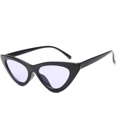 Oval Retro Vintage Narrow Cat Eye Sunglasses for Women Clout Goggles - Light Purple Len - C41922DI2NK $19.09