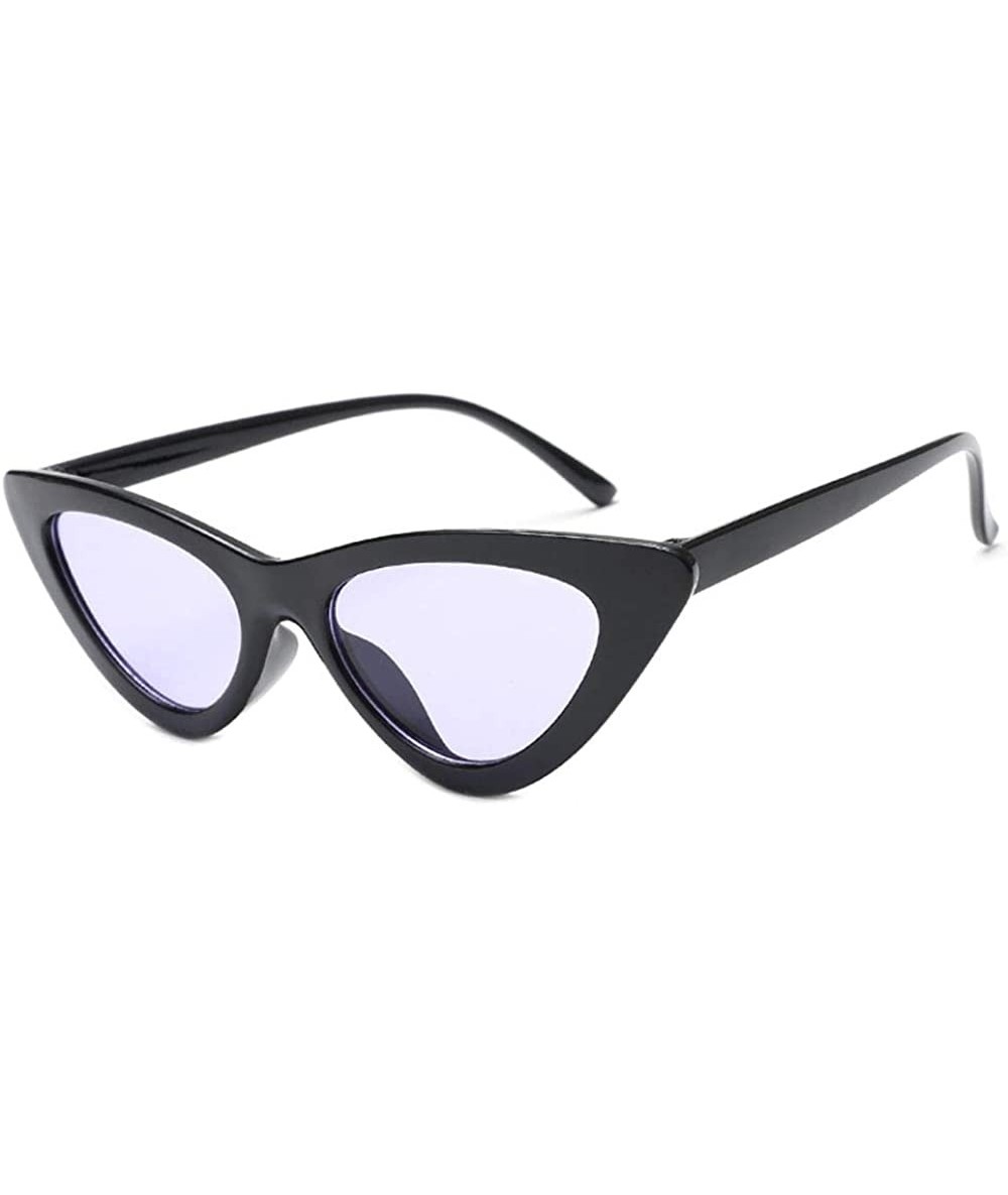 Oval Retro Vintage Narrow Cat Eye Sunglasses for Women Clout Goggles - Light Purple Len - C41922DI2NK $19.09