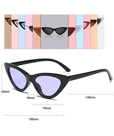 Oval Retro Vintage Narrow Cat Eye Sunglasses for Women Clout Goggles - Light Purple Len - C41922DI2NK $19.09