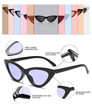 Oval Retro Vintage Narrow Cat Eye Sunglasses for Women Clout Goggles - Light Purple Len - C41922DI2NK $19.09