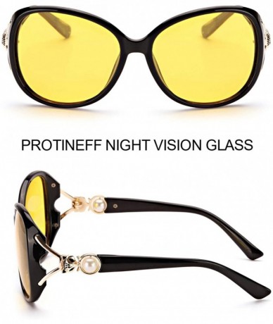 Oval Oversized Glasses Anti Glare Nighttime - Black Frame/ Yellow Lens Oversized Night-vision Glasses (Style 7) - CP196UCLU56...