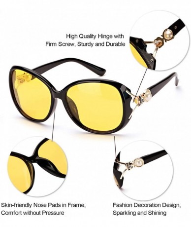 Oval Oversized Glasses Anti Glare Nighttime - Black Frame/ Yellow Lens Oversized Night-vision Glasses (Style 7) - CP196UCLU56...