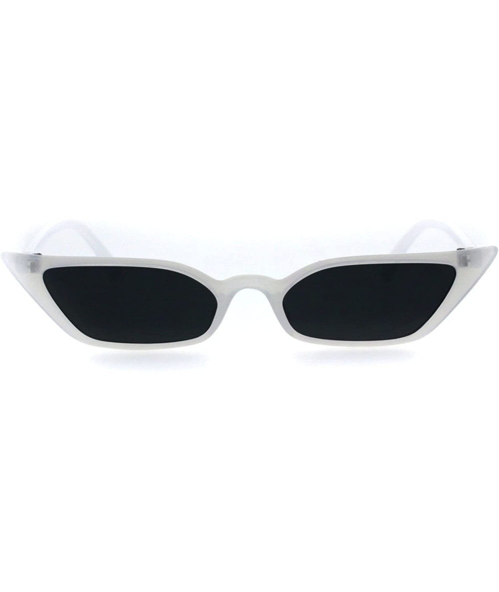 Rectangular Womens Retro Vintage Style Narrow Cat Eye Goth Plastic Sunglasses - White Black - CG18EYQSIHW $22.43