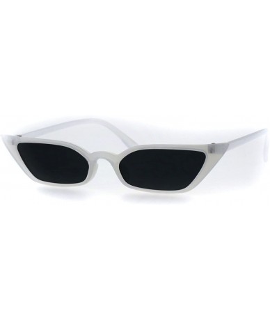 Rectangular Womens Retro Vintage Style Narrow Cat Eye Goth Plastic Sunglasses - White Black - CG18EYQSIHW $22.43