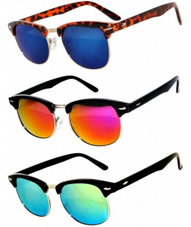 Rimless Half Frame Horned Rim Sunglasses Fashion UV Protection Brand - Half_frame_3p_mix_w - C217Y2D4WW8 $21.43