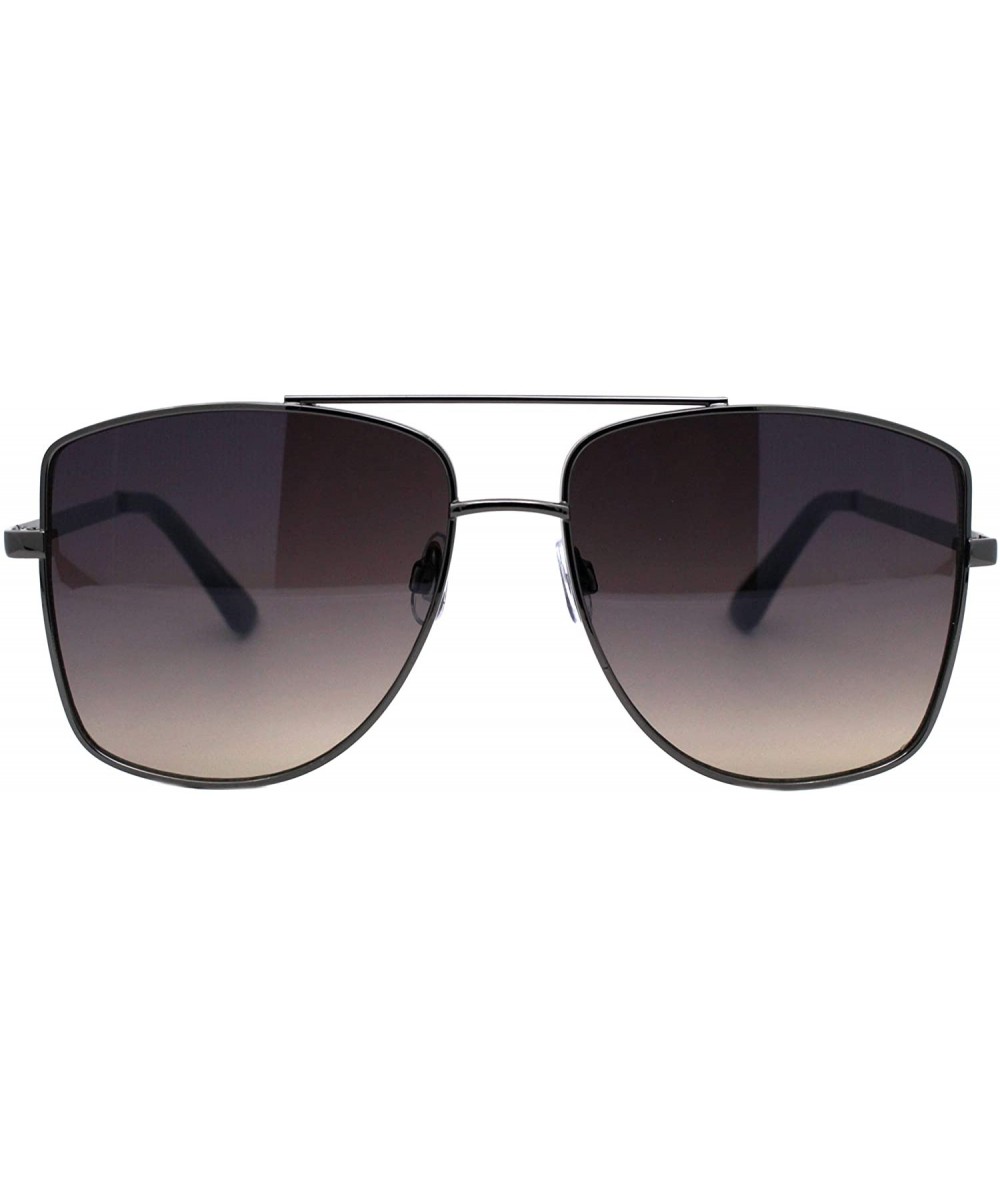 Square Air Force Sunglasses Unisex Fashion Square Metal Frame Pilot Shades UV 400 - Gunmetal (Brown Smoke) - CD196A0KMWY $24.24