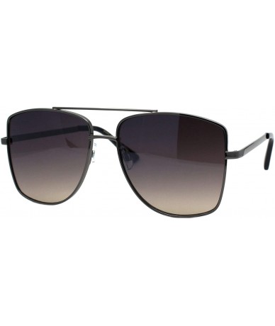 Square Air Force Sunglasses Unisex Fashion Square Metal Frame Pilot Shades UV 400 - Gunmetal (Brown Smoke) - CD196A0KMWY $24.24