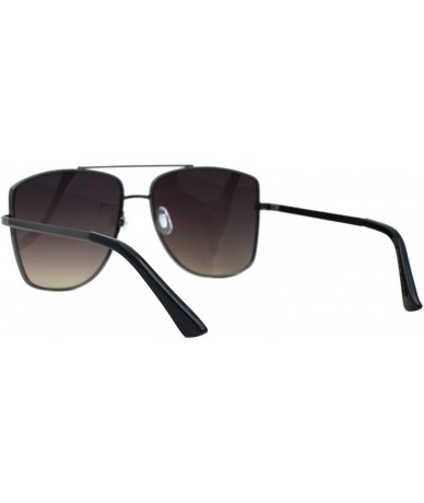 Square Air Force Sunglasses Unisex Fashion Square Metal Frame Pilot Shades UV 400 - Gunmetal (Brown Smoke) - CD196A0KMWY $24.24