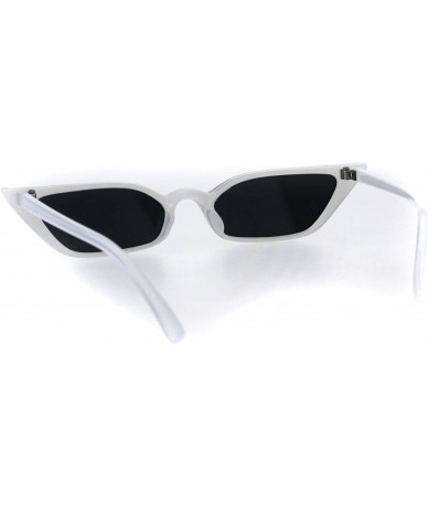 Rectangular Womens Retro Vintage Style Narrow Cat Eye Goth Plastic Sunglasses - White Black - CG18EYQSIHW $22.43