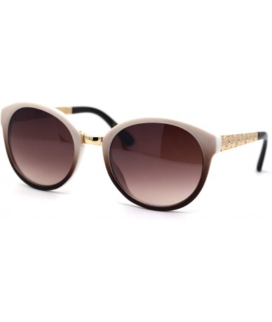 Round Womens Jewel Arm Round Butterfly Chic Plastic Sunglasses - Beige Gold Brown - C5197UA3I0K $17.37