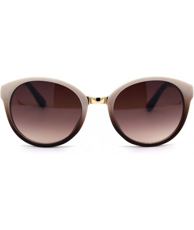 Round Womens Jewel Arm Round Butterfly Chic Plastic Sunglasses - Beige Gold Brown - C5197UA3I0K $17.37