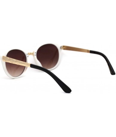 Round Womens Jewel Arm Round Butterfly Chic Plastic Sunglasses - Beige Gold Brown - C5197UA3I0K $17.37