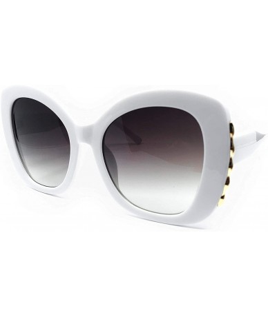 Butterfly 8218 Premium Oversize XXL Women Brand Designer Square Bold Style Thick Frame Candy Fashion Sunglasses - White - C01...