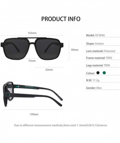 Aviator Polarized Aviator Sunglasses with UV Protection for Men TR90 Frame Classis Sunglasses Eyewear - Black Green - CF18WOM...