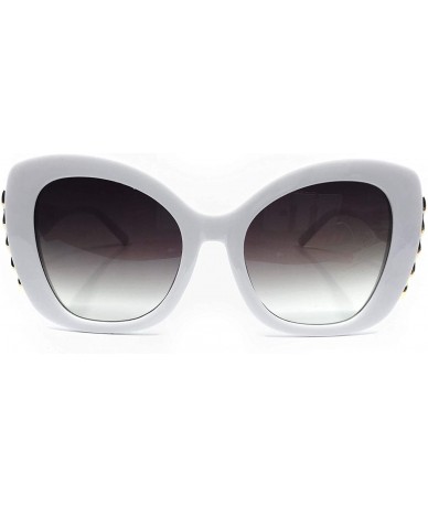 Butterfly 8218 Premium Oversize XXL Women Brand Designer Square Bold Style Thick Frame Candy Fashion Sunglasses - White - C01...