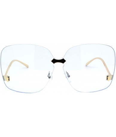 Oversized Womens Oversized Sunglasses Rimless Square Low Gold Temple UV 400 - Gold - C118XLL4MDO $21.29