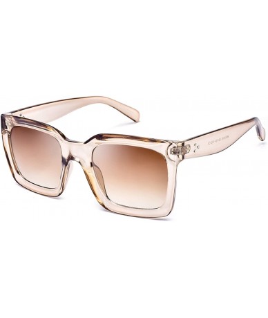 Cat Eye Square Sunglasses for Women Stylish Fashion Sunnies MS51805 - Transparent Brown - CU18RXI3DOL $23.74