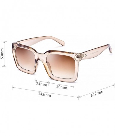 Cat Eye Square Sunglasses for Women Stylish Fashion Sunnies MS51805 - Transparent Brown - CU18RXI3DOL $23.74