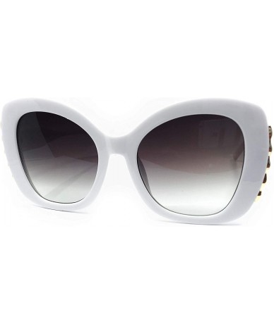 Butterfly 8218 Premium Oversize XXL Women Brand Designer Square Bold Style Thick Frame Candy Fashion Sunglasses - White - C01...