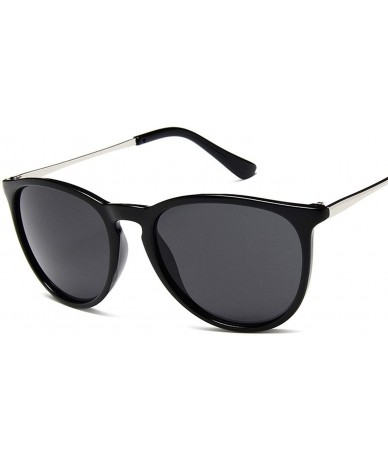 Round Retro Sunglasses Women Men Round Sun Glasses Mirror Lens Man Oculos De Sol Eyewear - Bright Black - CI197Y6U7TR $50.50