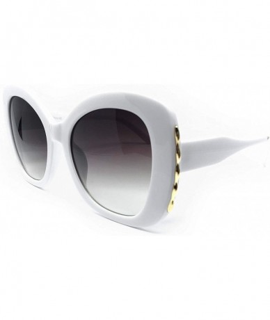 Butterfly 8218 Premium Oversize XXL Women Brand Designer Square Bold Style Thick Frame Candy Fashion Sunglasses - White - C01...