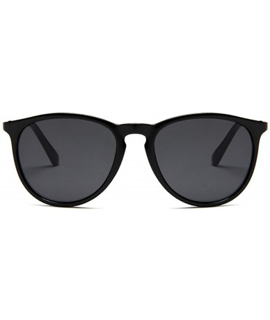 Round Retro Sunglasses Women Men Round Sun Glasses Mirror Lens Man Oculos De Sol Eyewear - Bright Black - CI197Y6U7TR $50.50