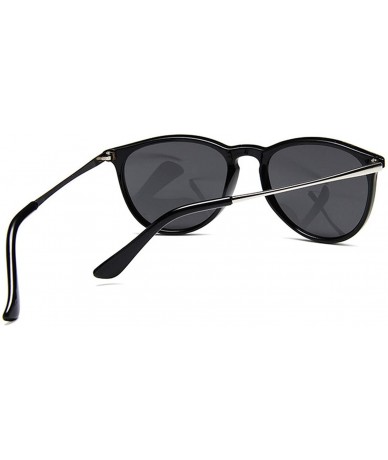 Round Retro Sunglasses Women Men Round Sun Glasses Mirror Lens Man Oculos De Sol Eyewear - Bright Black - CI197Y6U7TR $50.50