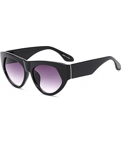 Oversized Retro cat eye sunglasses Oversized frame for Men Women UV Protection - Bright Black - CT18DWE2Z7O $20.30