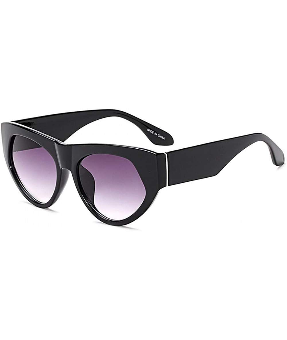 Oversized Retro cat eye sunglasses Oversized frame for Men Women UV Protection - Bright Black - CT18DWE2Z7O $20.30